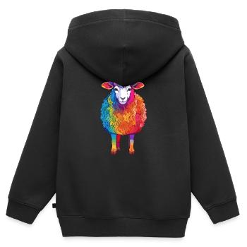 Schaf Buntes Aquarell Cartoon Kawaii Tier - Kinder Premium Organic Zip Hoodie - Schwarz - Hinten - AI Model Kid Male (0cm)