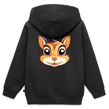 Chipmunk Aquarelle Colorée Dessin Animé Kawaii Animal - Sweat Premium à capuche zippé enfant bio - noir - Dos - AI Model Kid Male (0cm)