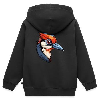 Pic Aquarelle Colorée Dessin Animé Kawaii Anim - Sweat Premium à capuche zippé enfant bio - noir - Dos - AI Model Kid Male (0cm)