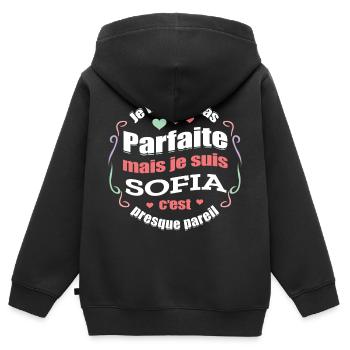 SOFIA PARFAITE - PRENOM SOFIA - Sweat Premium à capuche zippé enfant bio - noir - Dos - AI Model Kid Male (0cm)