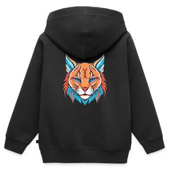Rotluchs buntes Aquarell Karikatur Kawaii Tier - Kinder Premium Organic Zip Hoodie - Schwarz - Hinten - AI Model Kid Male (0cm)