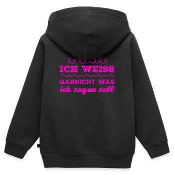 was soll ich dazu sagen - Kinder Premium Organic Zip Hoodie - Schwarz - Hinten - AI Model Kid Male (0cm)