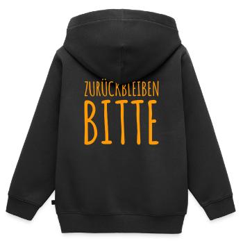 Vorsicht bei der Einfahrt - Kinder Premium Organic Zip Hoodie - Schwarz - Hinten - AI Model Kid Male (0cm)