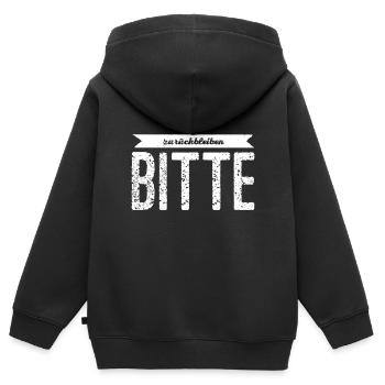 Vorsicht bei der Abfahrt - Kinder Premium Organic Zip Hoodie - Schwarz - Hinten - AI Model Kid Male (0cm)