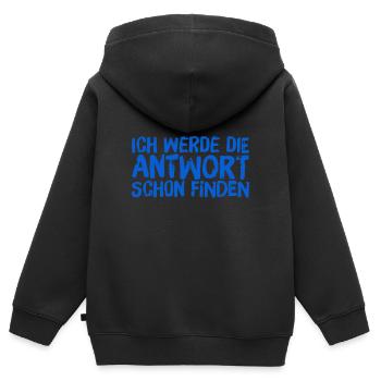 ich finde die Antwort - Kinder Premium Organic Zip Hoodie - Schwarz - Hinten - AI Model Kid Male (0cm)