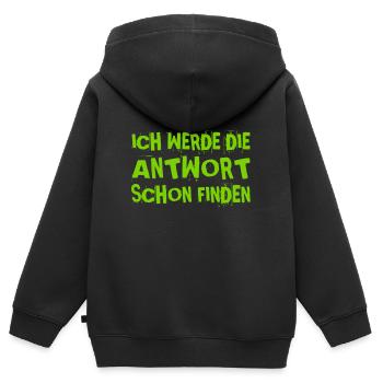 ich suche nach einer Antwort - Kinder Premium Organic Zip Hoodie - Schwarz - Hinten - AI Model Kid Male (0cm)