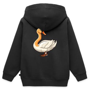 Cygne mignon dessin animé kawaii aquarelle animal de compagnie - Sweat Premium à capuche zippé enfant bio - noir - Dos - AI Model Kid Male (0cm)
