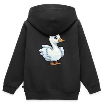 Oie mignon dessin animé kawaii aquarelle animal animal de compagnie - Sweat Premium à capuche zippé enfant bio - noir - Dos - AI Model Kid Male (0cm)