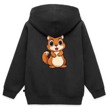 Chipmunk Mignon Dessin Animé Kawaii Aquarelle Animal de compagnie - Sweat Premium à capuche zippé enfant bio - noir - Dos - AI Model Kid Male (0cm)