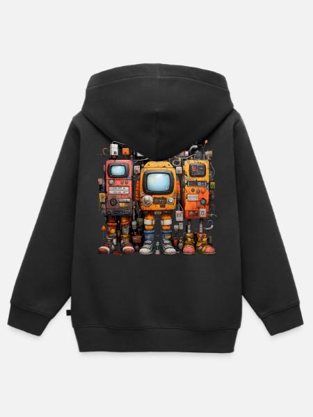 funny computer - Premium børne zip-hættetrøje økologisk - sort
