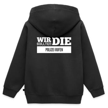 die Polizei kann helfen - Kinder Premium Organic Zip Hoodie - Schwarz - Hinten - AI Model Kid Male (0cm)