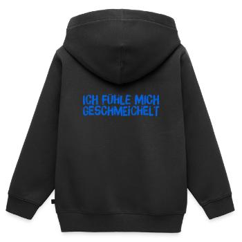 wie charmant - Kinder Premium Organic Zip Hoodie - Schwarz - Hinten - AI Model Kid Male (0cm)