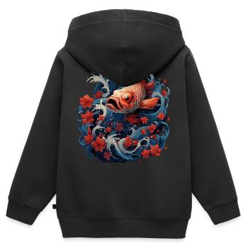 Koi - Kinder Premium Organic Zip Hoodie - Schwarz - Hinten - AI Model Kid Male (0cm)