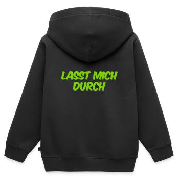 macht Platz - Kinder Premium Organic Zip Hoodie - Schwarz - Hinten - AI Model Kid Male (0cm)