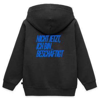 ich bin im Stress - Kinder Premium Organic Zip Hoodie - Schwarz - Hinten - AI Model Kid Male (0cm)