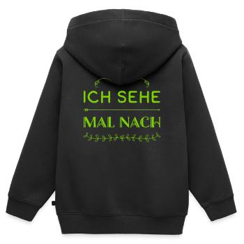 ich werfe einen Blick drauf - Kinder Premium Organic Zip Hoodie - Schwarz - Hinten - AI Model Kid Male (0cm)