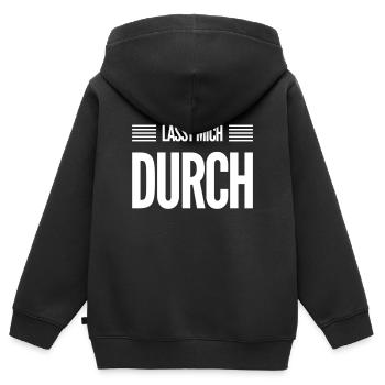 macht Platz - Kinder Premium Organic Zip Hoodie - Schwarz - Hinten - AI Model Kid Male (0cm)