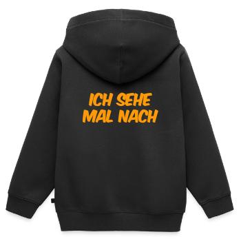 ich sehe mal nach - Kinder Premium Organic Zip Hoodie - Schwarz - Hinten - AI Model Kid Male (0cm)