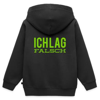 ich lag falsch - Kinder Premium Organic Zip Hoodie - Schwarz - Hinten - AI Model Kid Male (0cm)