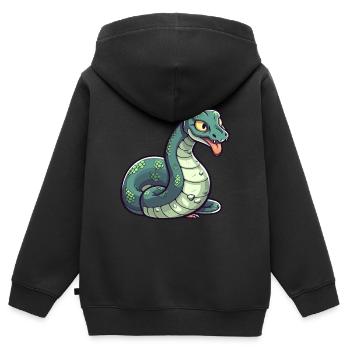 Anakonda Niedliche Karikatur Kawaii Aquarell Tier Haustier - Kinder Premium Organic Zip Hoodie - Schwarz - Hinten - AI Model Kid Male (0cm)