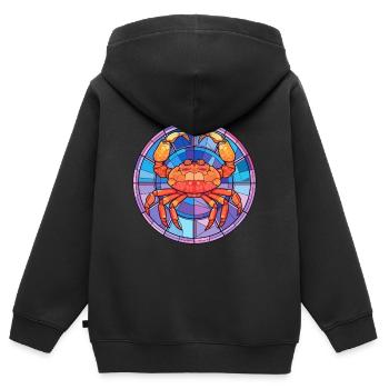 Krabben-Buntglas-Cartoon-Kawaii-Tier - Kinder Premium Organic Zip Hoodie - Schwarz - Hinten - AI Model Kid Male (0cm)