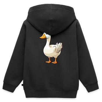 Oie mignon dessin animé kawaii aquarelle animal animal de compagnie - Sweat Premium à capuche zippé enfant bio - noir - Dos - AI Model Kid Male (0cm)