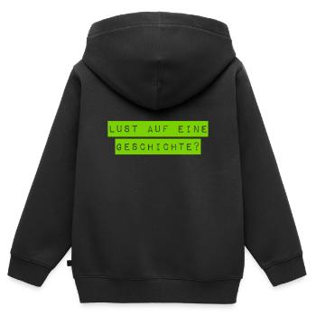 Soll ich eine Geschichte erzählen? - Kinder Premium Organic Zip Hoodie - Schwarz - Hinten - AI Model Kid Male (0cm)