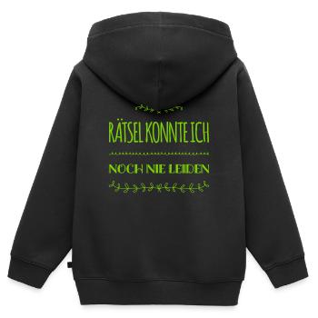 Rätsel konnte ich noch nie leiden - Kinder Premium Organic Zip Hoodie - Schwarz - Hinten - AI Model Kid Male (0cm)
