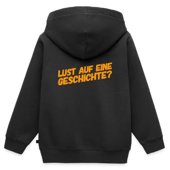 Geschichte? - Kinder Premium Organic Zip Hoodie - Schwarz - Hinten - AI Model Kid Male (0cm)