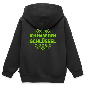 ich kann rein - Kinder Premium Organic Zip Hoodie - Schwarz - Hinten - AI Model Kid Male (0cm)