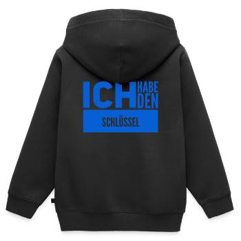 damit komme ich rein - Kinder Premium Organic Zip Hoodie - Schwarz - Hinten - AI Model Kid Male (0cm)