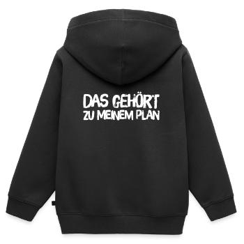 so sieht der Plan aus - Kinder Premium Organic Zip Hoodie - Schwarz - Hinten - AI Model Kid Male (0cm)