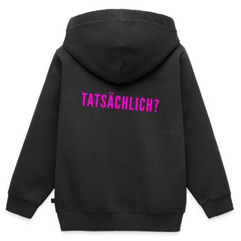 bist du dir sicher? - Kinder Premium Organic Zip Hoodie - Schwarz - Hinten - AI Model Kid Male (0cm)