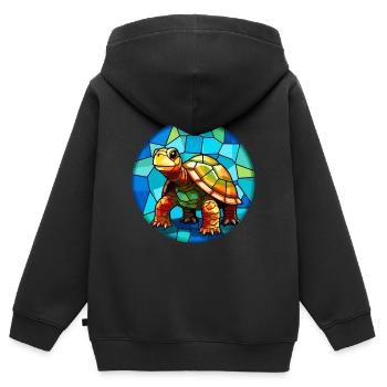 Schildkröte Bunte Karikatur Kawaii Anima - Kinder Premium Organic Zip Hoodie - Schwarz - Hinten - AI Model Kid Male (0cm)