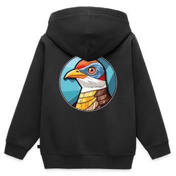 Kuckuck Bunte Karikatur Kawaii Anima - Kinder Premium Organic Zip Hoodie - Schwarz - Hinten - AI Model Kid Male (0cm)