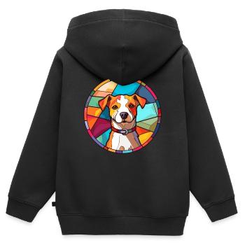 Hund Bunte Karikatur Kawaii Tier - Kinder Premium Organic Zip Hoodie - Schwarz - Hinten - AI Model Kid Male (0cm)
