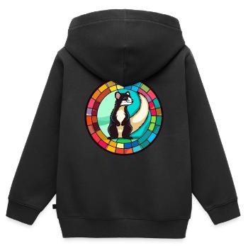 Stinktierglas bunte Karikatur Kawaii Tier - Kinder Premium Organic Zip Hoodie - Schwarz - Hinten - AI Model Kid Male (0cm)