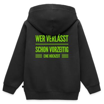 Hochzeiten sind toll - Kinder Premium Organic Zip Hoodie - Schwarz - Hinten - AI Model Kid Male (0cm)
