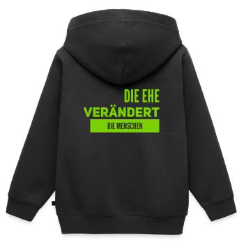 Veränderung durch Ehe - Kinder Premium Organic Zip Hoodie - Schwarz - Hinten - AI Model Kid Male (0cm)