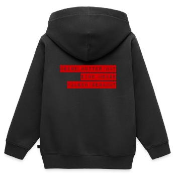 meine Mutter hat einiges falsch gemacht - Kinder Premium Organic Zip Hoodie - Schwarz - Hinten - AI Model Kid Male (0cm)