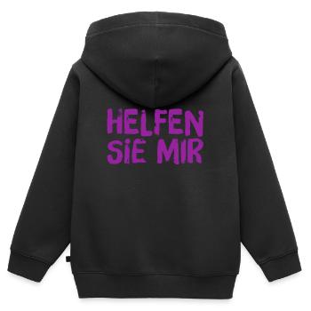 ich brauche Hilfe - Kinder Premium Organic Zip Hoodie - Schwarz - Hinten - AI Model Kid Male (0cm)
