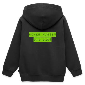 das sollten die nicht wissen - Kinder Premium Organic Zip Hoodie - Schwarz - Hinten - AI Model Kid Male (0cm)