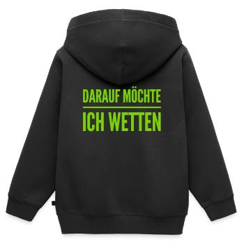 wetten wir? - Kinder Premium Organic Zip Hoodie - Schwarz - Hinten - AI Model Kid Male (0cm)