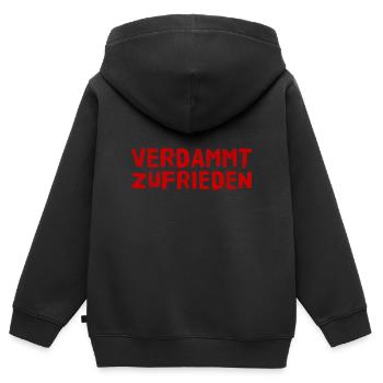 ich lebe ein zufriedenes Leben - Kinder Premium Organic Zip Hoodie - Schwarz - Hinten - AI Model Kid Male (0cm)