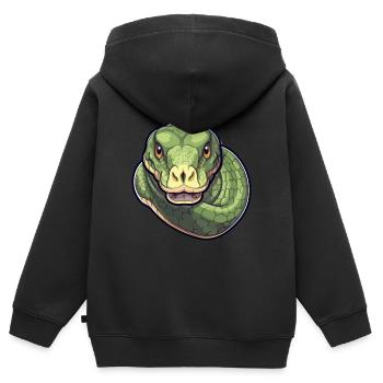 Anakonda Niedlich Glücklich Kawaii Cartoon Clipart Tier - Kinder Premium Organic Zip Hoodie - Schwarz - Hinten - AI Model Kid Male (0cm)