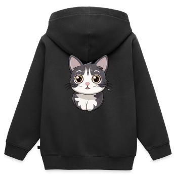 Amerikanische Drahthaarkatze Niedlich Glücklich Kawaii Cartoon Cl - Kinder Premium Organic Zip Hoodie - Schwarz - Hinten - AI Model Kid Male (0cm)
