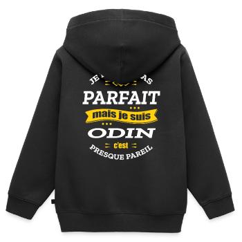ODIN PARFAIT - PRENOM ODIN - Sweat Premium à capuche zippé enfant bio - noir - Dos - AI Model Kid Male (0cm)