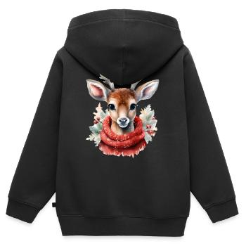 Reh Deer Christmas - Kinder Premium Organic Zip Hoodie - Schwarz - Hinten - AI Model Kid Male (0cm)