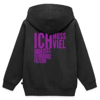 es wird viel Blödsinn erzählt - Kinder Premium Organic Zip Hoodie - Schwarz - Hinten - AI Model Kid Male (0cm)