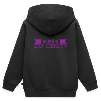 Wie stehst du zu Obst? - Kinder Premium Organic Zip Hoodie - Schwarz - Hinten - AI Model Kid Male (0cm)